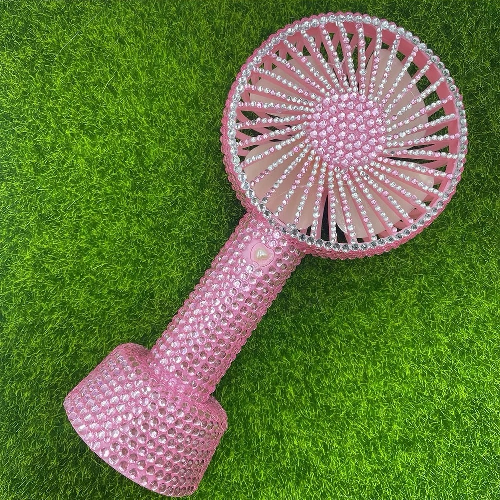 Pink mini fan with crystal detail #partyaccessories
